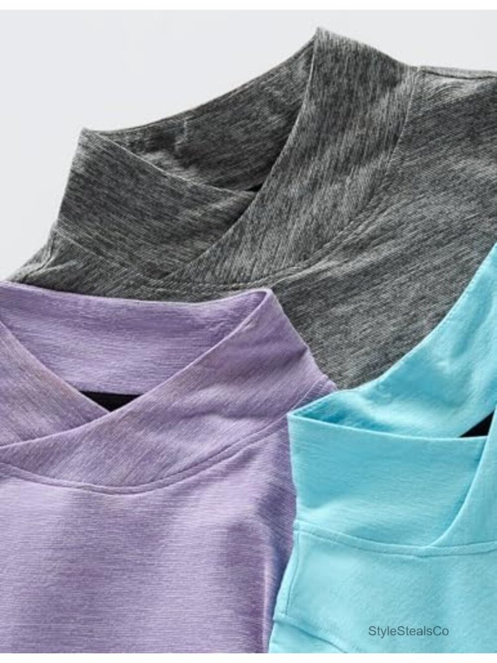 3-Pack Thermal Mock Neck Long Sleeve Tops for Women with Thumbholes - Picture 3 of 6